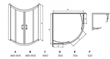 Душевая кабина Besco Modern 185 раздвижных дверей 90 x 90 см