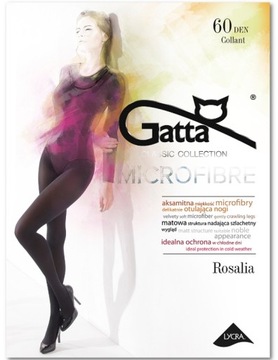 Колготки Gatta из микрофибры 60DEN матовые и непрозрачные ROSALIA 5-XL черные