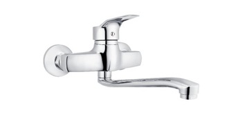 BATERIA UMYWALKOWA ŚCIENNA KRÓTKA WYLEWKA 17 CM CHROM DO ŁAZIENKI