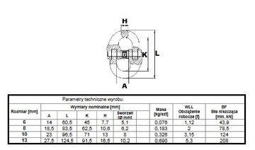 Шарнирное звено класса 8 5,3 тонны 13 мм