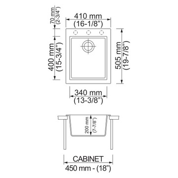 Раковина, мойка гранитная ONE 4110 WHITE