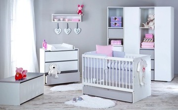 Деревянная детская КРОВАТЬ 120х60 с контейнером Белый Серый DALIA LITTLE