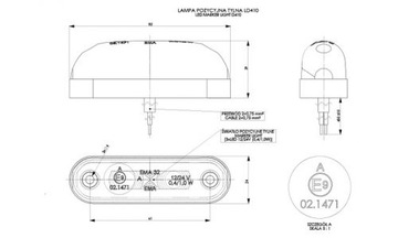 LD410 красный овальный габаритный фонарь 12В 24В