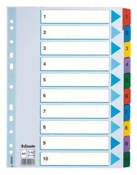 PRZEKŁADKI ESSELTE MYLAR KARTONOWE 1 - 10 A4