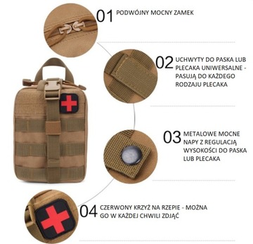 SASZETKA APTECZKA TURYSTYCZNA TAKTYCZNA+WYPOSAŻENI