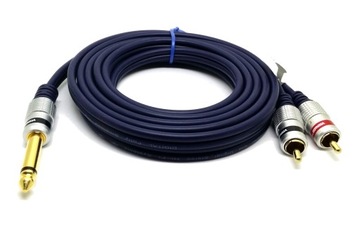 Przyłącze 2 x RCA CHINCH NA wtyk JACK 6,3 MONO 1m