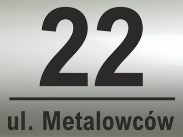 АДРЕСНАЯ ТАБЛИЧКА с номером дома 30х20 см АЛЮМИНИЙ Серебристый/Белый/Черный