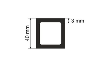 Алюминиевый профиль, квадратная труба 40х3мм - 200 см.