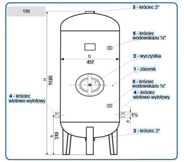 БАК ДЛЯ ГИДРОФОРА 150л оцинкованный Wimest 6BAR