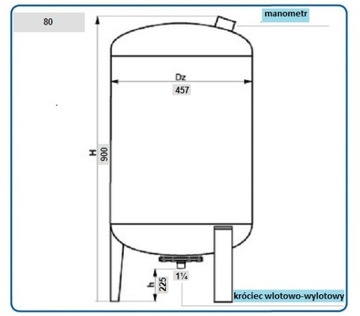 ZBIORNIK HYDROFOROWY przeponowy PION 80L Wimest