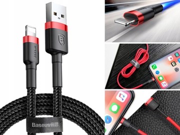 Wzmocniony Kabel BASEUS 2m do iPhone 6 7 8 X 10 11