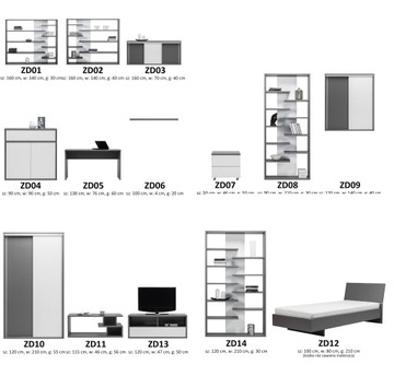 Мебель системы Z2L SHELF для гостиной ZANDO, глянцевая