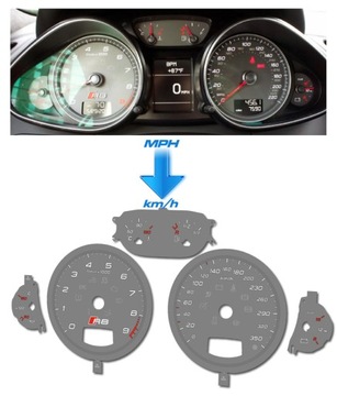 AUDI R8 - NÁHRADA KOTOUČŮ PŘÍSTROJOVÁ DESKA Z MPH NA KM/H