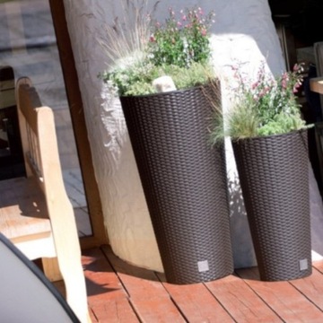 УЛИЧНЫЙ ЦВЕТОЧНЫЙ ВАЗ ИЗ РОТЕГА, АНТРАЦИТ, СО ВСТАВКОЙ, ВЫСОКАЯ КРЫШКА