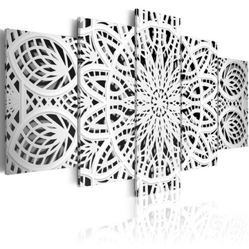 OBRAZ MANDALA CZARNO BIAŁA 200x100cm f-A-0581-b-n