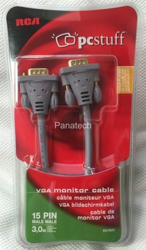 Kabel monitorowy D-SUB VGA DB15 Gold 3m. THOMSON