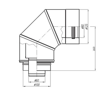 Переходник Vaillant 60/100-80/125, колено 90