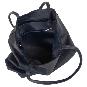 granatowa torebka skórzana worek shopper bag a4 torba skórzna polska