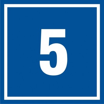 Numer 5 znak tabliczka 10x10 płyta PCV