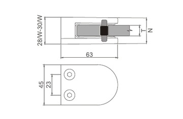 Держатель из нержавеющей стали 45x63, шлифованный для стекол INOX