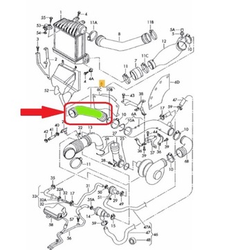 PŘÍVOD INTERCOOLER VW GOLF IV AUDI A3 06A145790C