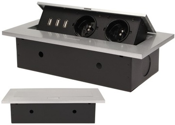 GNIAZDA CHOWANE WPUSZCZANE W BLAT 3X USB AE-1324G