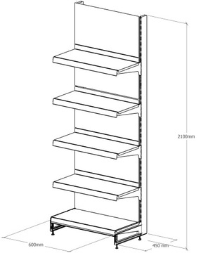 MAGO металлическая стенка ПОЛКА ДЛЯ МАГАЗИНА 210/60/45