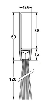 Щеточный уплотнитель для дверей Д-1000мм В-120мм