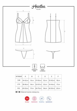 Нижнее белье - сорочка и стринги Heartina, черный, S/M