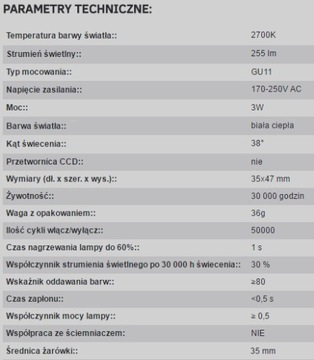 Светодиодная лампа MR11 GU10 3W 35мм Теплая КЕРАМИКА