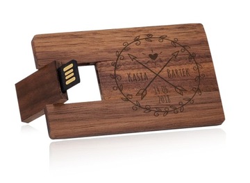 Drewniany PENDRIVE karta kredytowa GRAWER - 16 GB