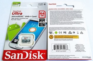 КАРТА ПАМЯТИ SANDISK ULTRA 64 ГБ MICRO SD 80 МБ/с