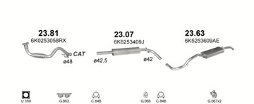 Комплект глушителя Seat Cordoba двиг. 1,0 + 1,4 96-02 + хомуты