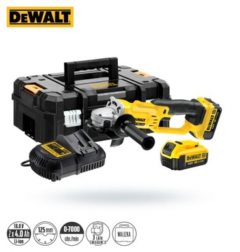 Угловая шлифовальная машина DeWalt DCG412P2, 2 аккумулятора 5 Ач, 18 В