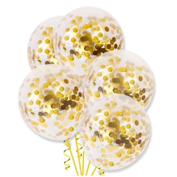 Balony z Konfetti złote Urodziny Roczek Ślub XL