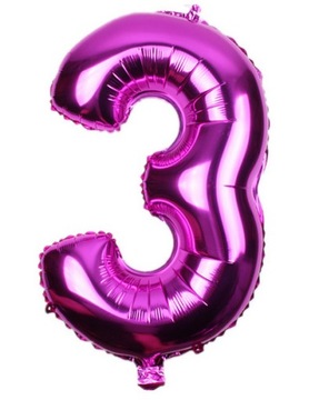BALON FOLIOWY HEL CYFRA 3 TRZY TRÓJKA RÓŻOWA 80cm