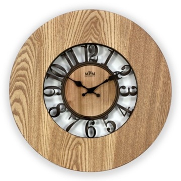 Zegar ścienny drewniany, metalowe cyfry E07.3665