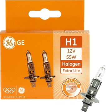 ŻARÓWKA GE H1 EXTRA LIFE KOMPLET 2 SZT. P14.5s 12V