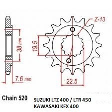 ПЕРЕДНЯЯ ЗВЕЗДОЧКА + ЗАЩИТА SUZUKI LT-R 450