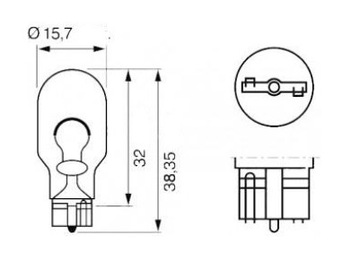 Лампа цельностеклянная 12В W16W W2.1x9.5d 16W