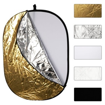 Blenda płaszczyzna 5w1 92x122cm srebrna złota biała czarna dyfuzor
