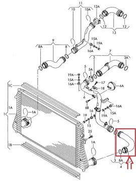 ШЛАНГ ТРУБКА ТУРБО ИНТЕРКУЛЕРА SEAT LEON ALTEA 2.0 TDI