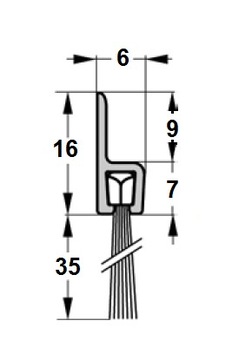 LISTWA USZCZELNIAJĄCA do drzwi L=1000mm H-35mm ALUMINIUM