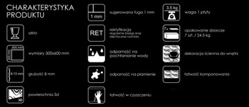 RINSVE Стеклянная плитка Черные 3D панели 600x300x8