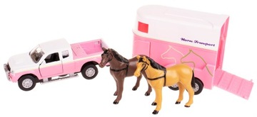 Мицубиси розовый с прицепом + кони метал 53с
