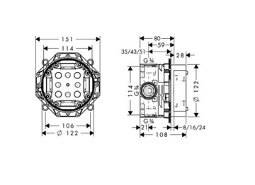 Zestaw podtynkowy Hansgrohe Logis 7w1 - 30 cm