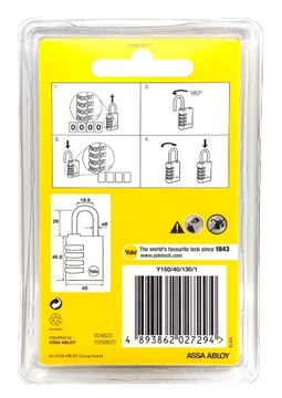 Код переменной комбинации навесного замка Yale Y150/40/130/1