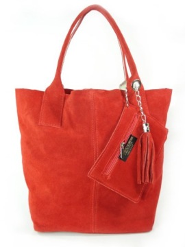 SHOPPER BAG ZAMSZ WŁOSKA VERA PELLE CZERWONA