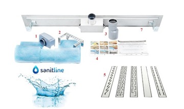 SANITLINE Линейный слив 80см Комплект + схемы PL