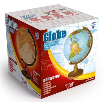 Globus 320mm POLITYCZNY PODŚWIETLANY drewno strefy